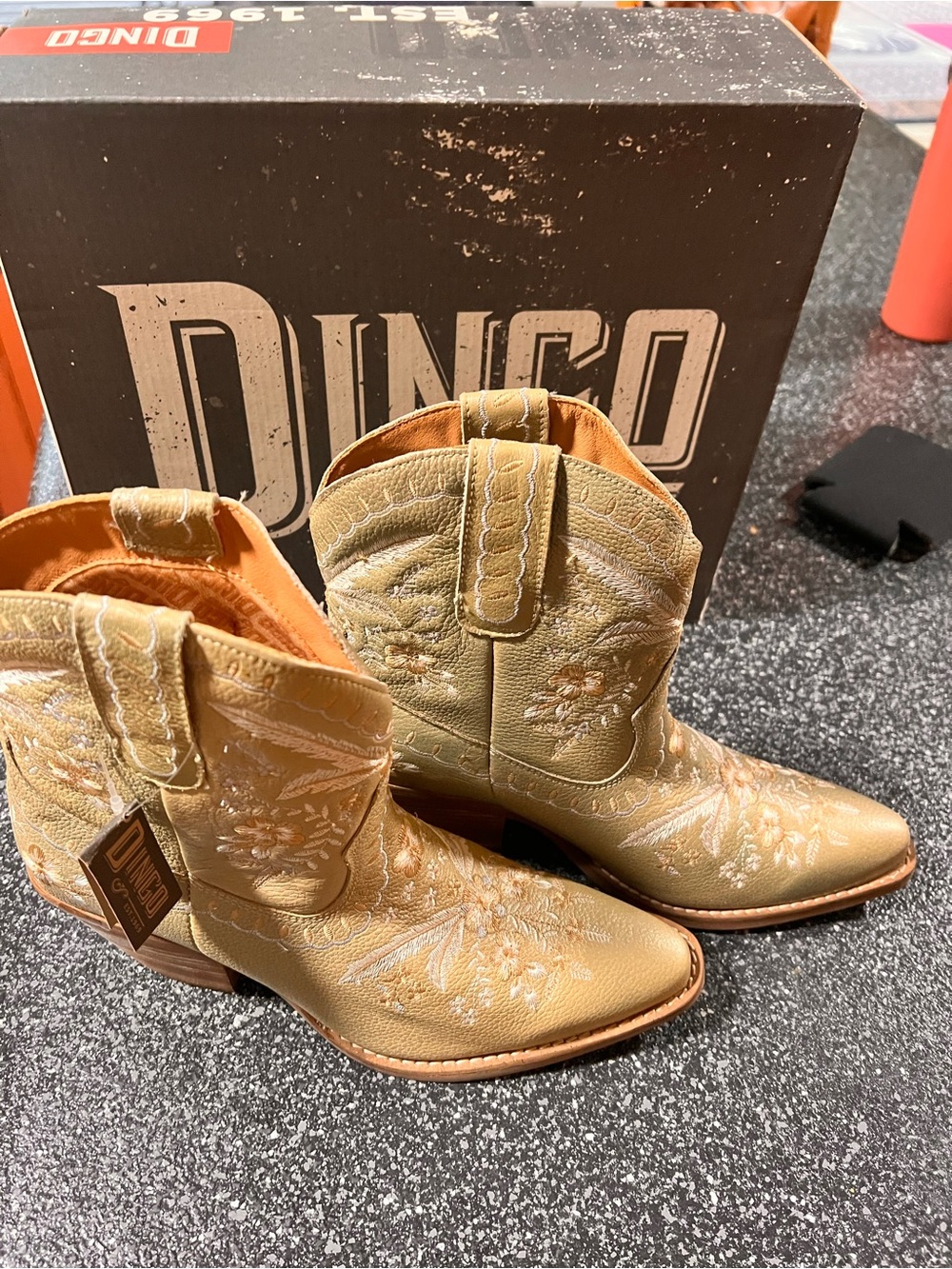 dingo Women's Embroidered Ankle Booties in Light Tan
